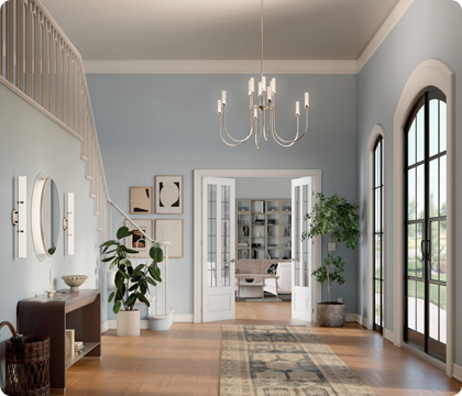 An elegant lighting upgrade for a bright, impactful entryway