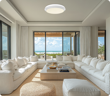 A flush mount provides even, unobtrusive ambient lighting that lets the rest of a space shine.