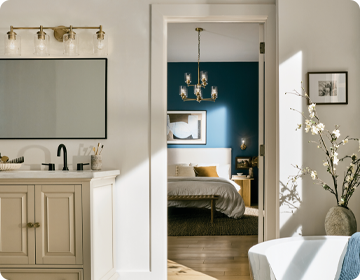 A primary bedroom suite deserves coordinated lighting
