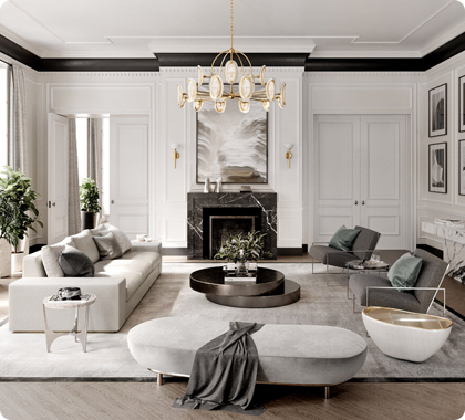 Large chandelier lighting fixture designed for tall ceiling living room.