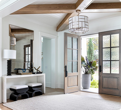 Chandelier sized correctly for foyer entryway.