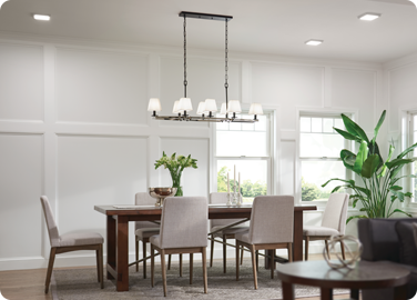 Ambient lighting in a modern dining room
