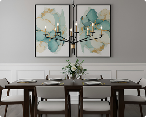  Dining room chandelier sized correctly above dining table