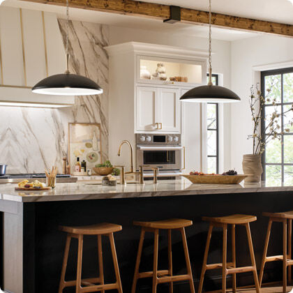 An attractive kitchen elevated with simple lighting upgrades.