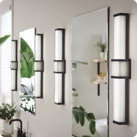 Attractive vanity lights elevate a master bathroom