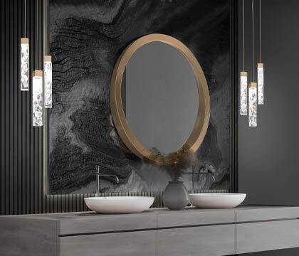 Clusters of pendants beside a bathroom vanity provide a stunning alternative to typical vanity sconces.