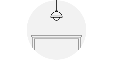 A chandelier sized incorrectly for a dining area.
