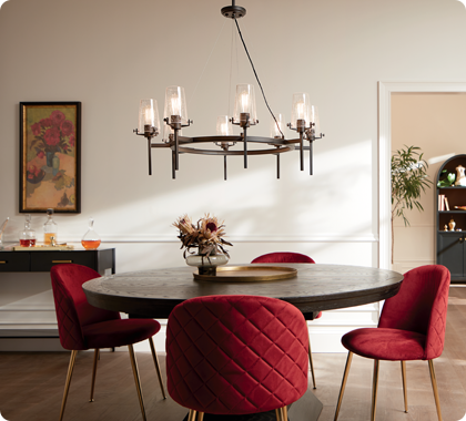 Proper chandelier size above dining room table.