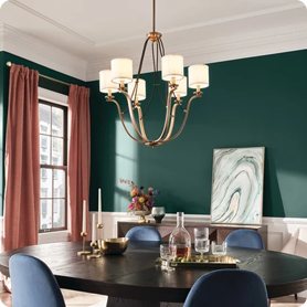 Upgraded dining room lighting that elevates the entire space