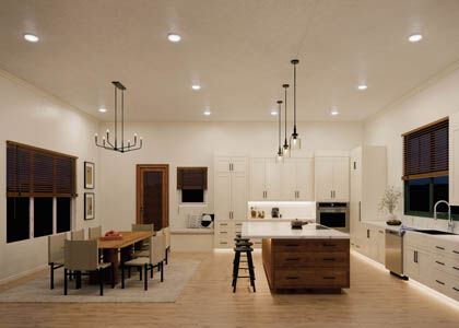 LED recessed lighting installed in modern home to reduce long-term energy costs