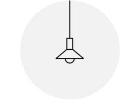 A graphic depicting a small pendant in a large space.