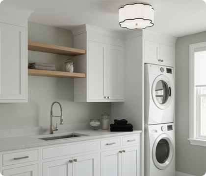 Well-designed mudroom featuring functional residential lighting
