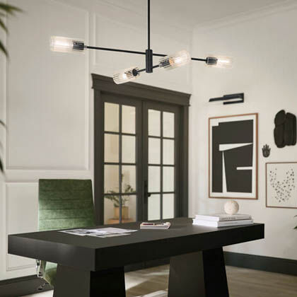 In an office, lighting should be focused on the workspace to promote productivity.