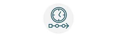 An icon depicting a delayed timeline