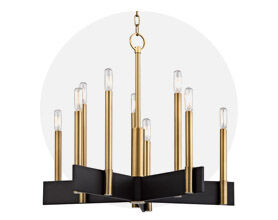 Abrams 10 Light 24.75 inch Aged Brass Chandelier Ceiling Light