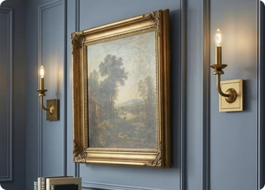 Transitional sconces add an elegant touch of class to a cozy living space.