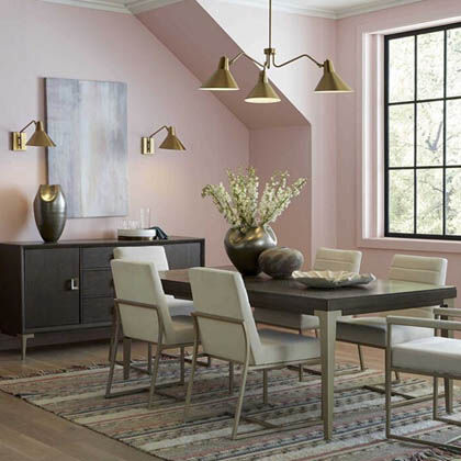 Dining room lighting should prioritize focus on the table, while highlighting accents worth notice around the room.