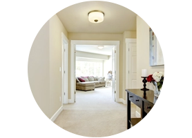 Liminal spaces like hallways work best when evenly lit by simple overhead lighting.