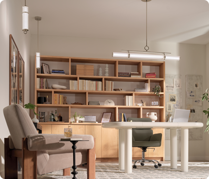 A home office deserves ample ambient, task, and accent lighting