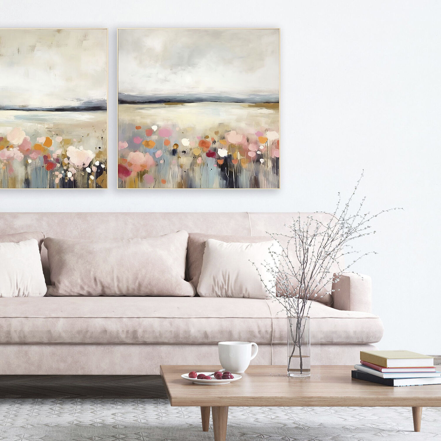 Observe the Beauty Pink and Beige and Blue and Multi Framed Art