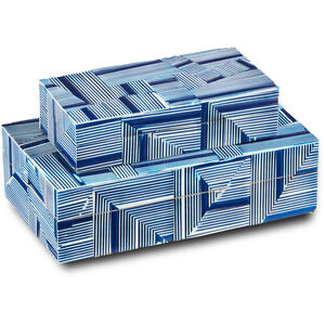 Cade 11 inch Blue/White Boxes, Set of 2