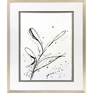 Floral Splash Black and Beige and Metallic Framed Art