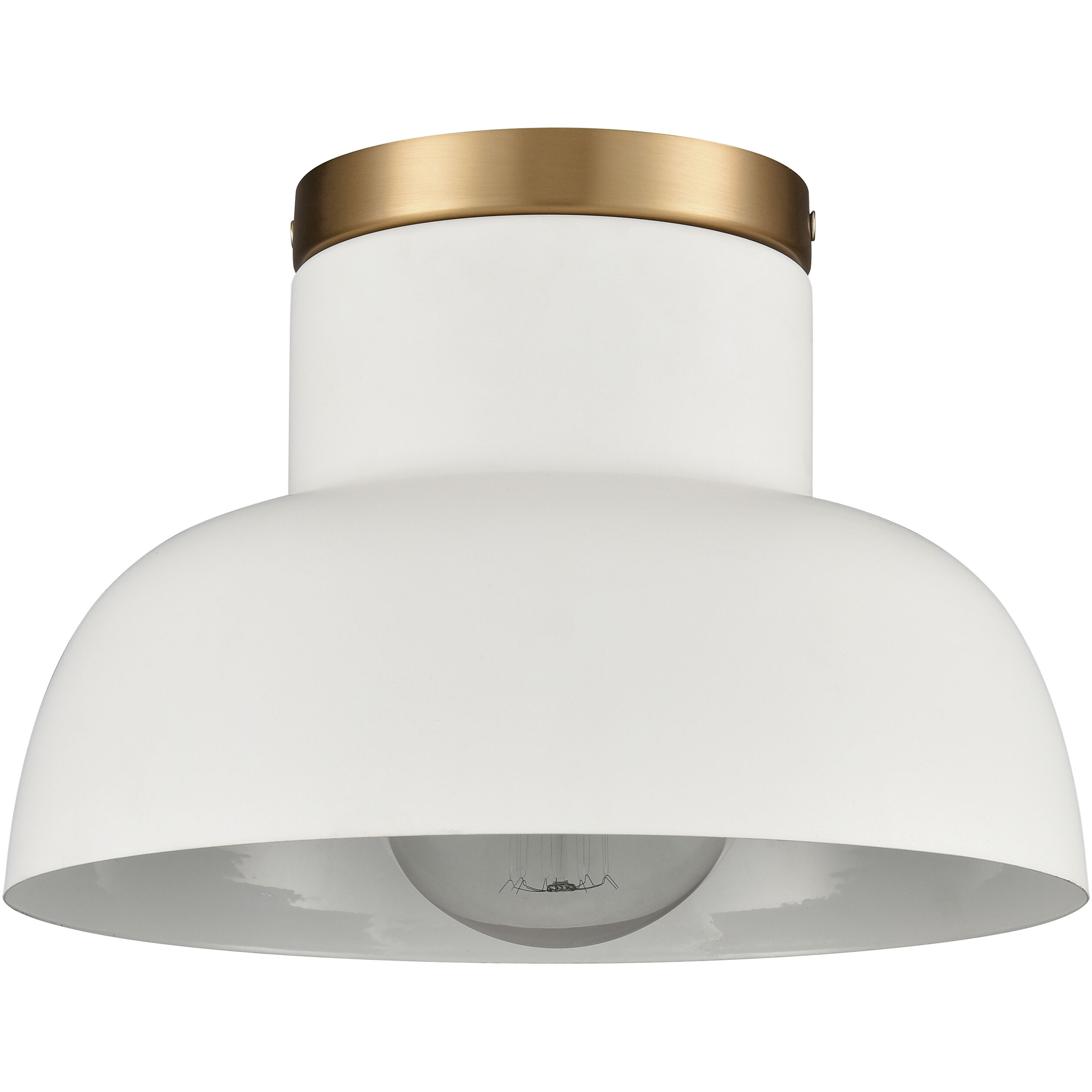 Lewellen 1 Light 10 inch Matte White with Brushed Gold Semi Flush Mount Ceiling Light