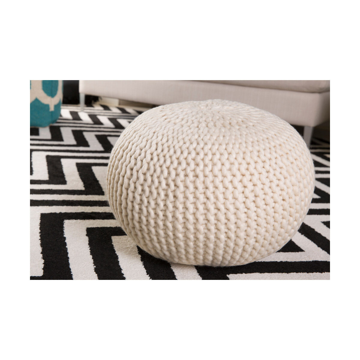 DeSoto 14 inch Tan Pouf, Round