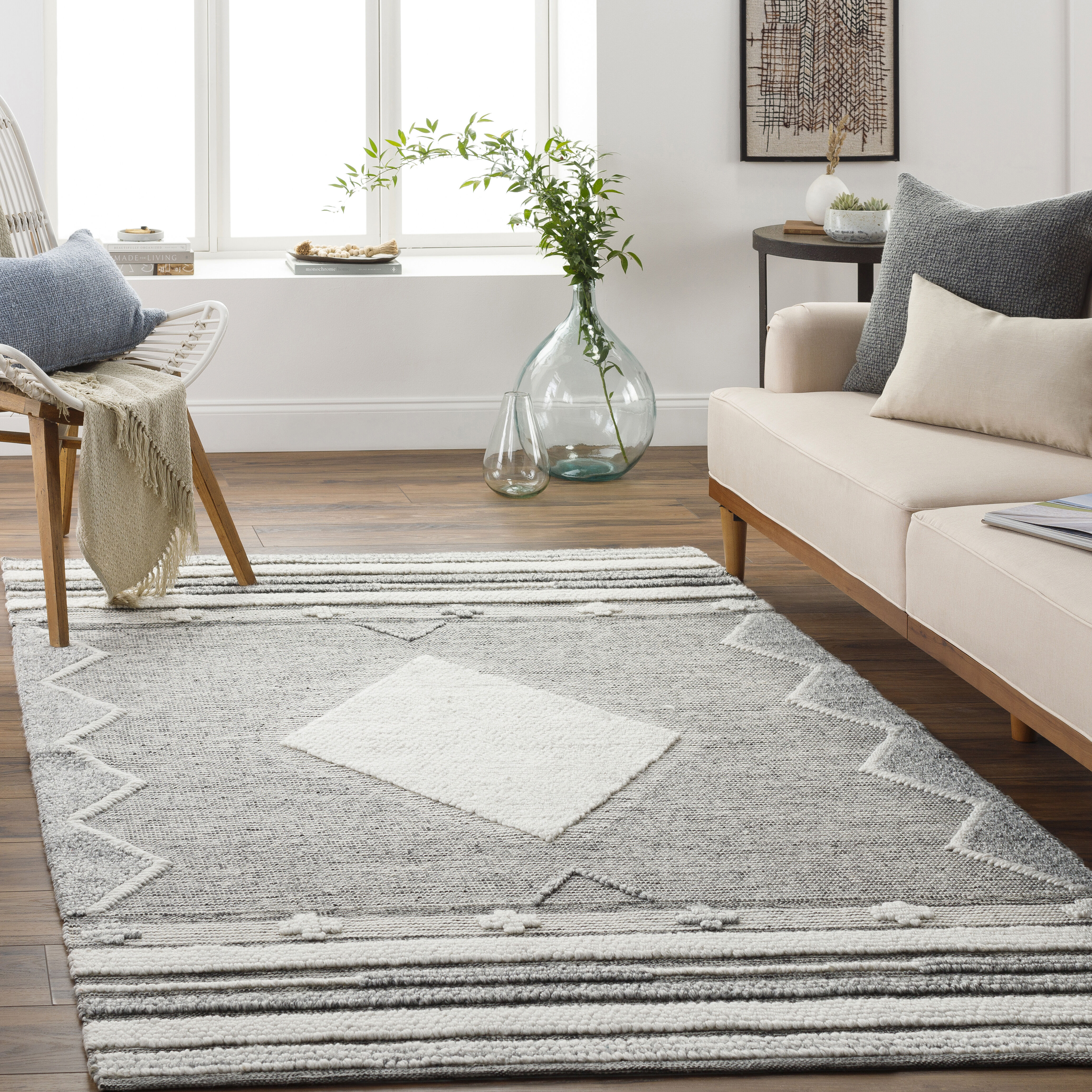Azalea 120 X 96 inch Light Gray Rug in 8 x 10, Rectangle