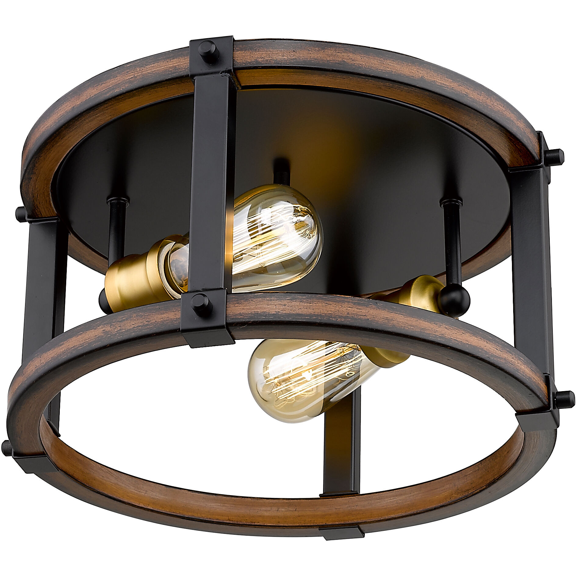 Kirkland 2 Light 12.75 inch Rustic Mahogany Flush Mount Ceiling Light