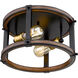 Kirkland 2 Light 12.75 inch Rustic Mahogany Flush Mount Ceiling Light