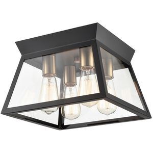 Lucian LED 12 inch Black and Brushed Brass Flush Mount Ceiling Light