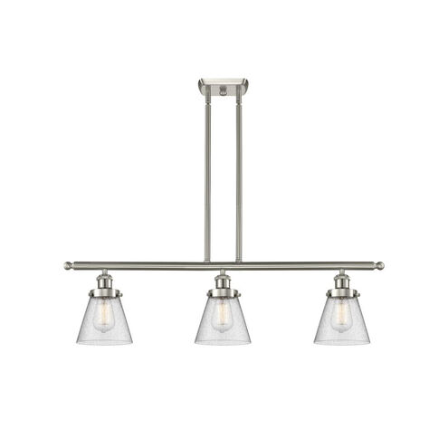 Ballston Small Cone LED 36 inch Brushed Satin Nickel Island Light Ceiling Light in Seedy Glass, Ballston