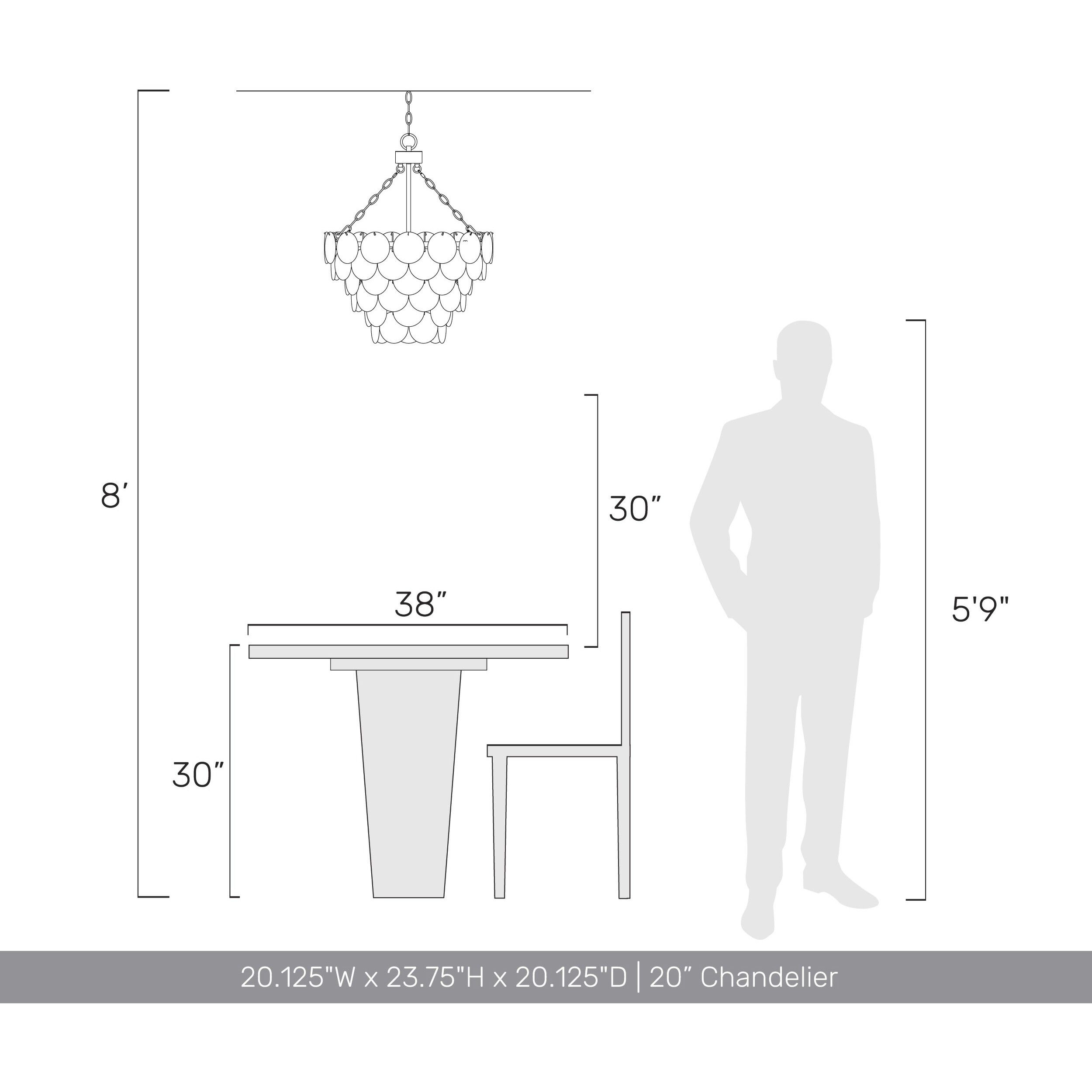 Yep Cascada 8 Light 20.13 inch Aegean Silver Pendant Ceiling Light in Cirrus Cloud Glass, 3 Tier