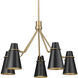 Reeva 27.38 inch 100.00 watt Modern Brass Chandelier Ceiling Light in Glossy Ecru