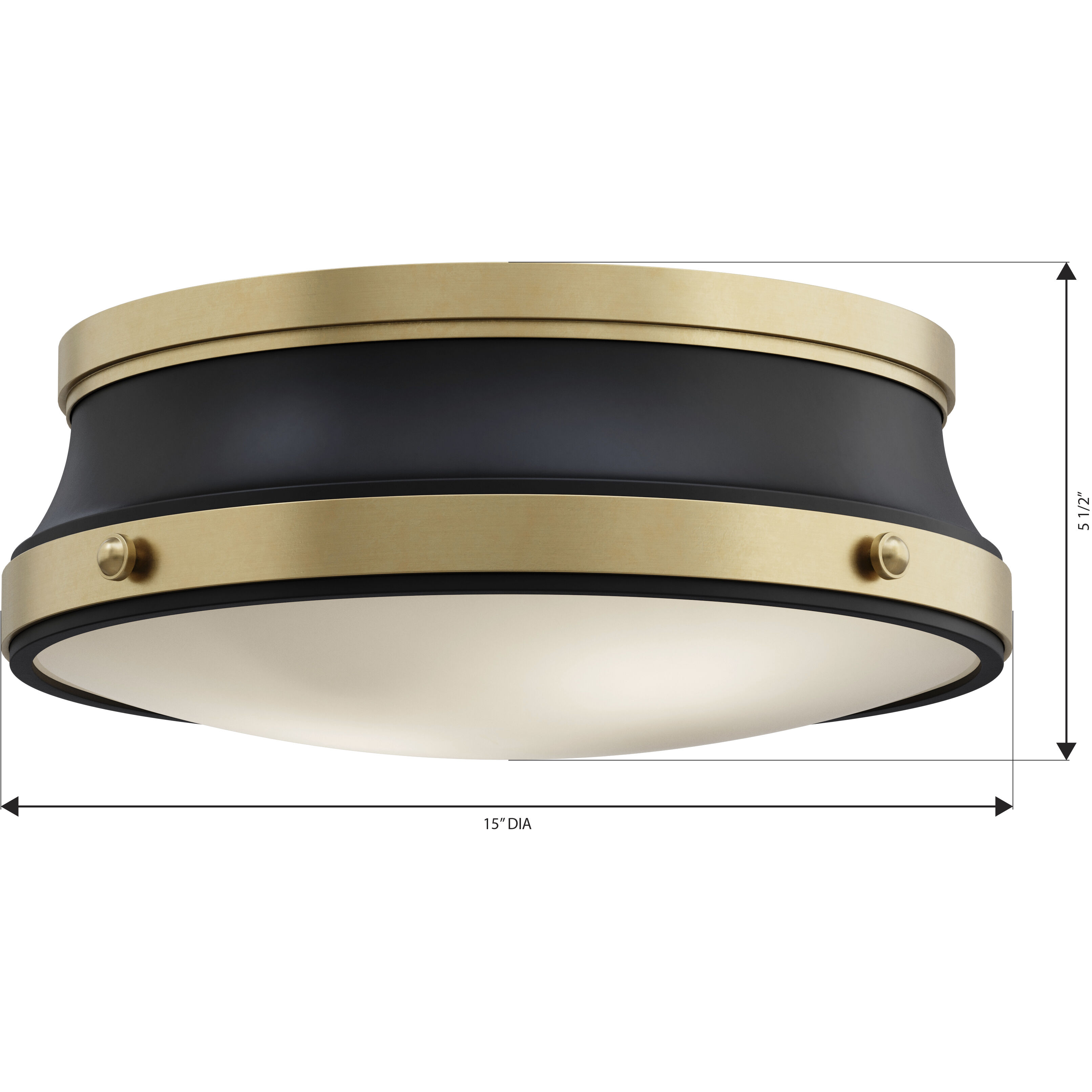 Purelight 2 Light 15 inch Legacy Brass and Dark Matte Black Flush Mount Ceiling Light