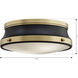 Purelight 2 Light 15 inch Legacy Brass and Dark Matte Black Flush Mount Ceiling Light