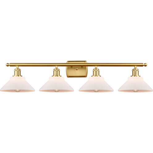 Ballston Orwell LED 36 inch Satin Gold Bath Vanity Light Wall Light in Matte White Glass, Ballston