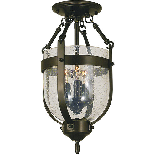 Hannover 3 Light 8 inch Antique Brass Semi-Flush Mount Ceiling Light