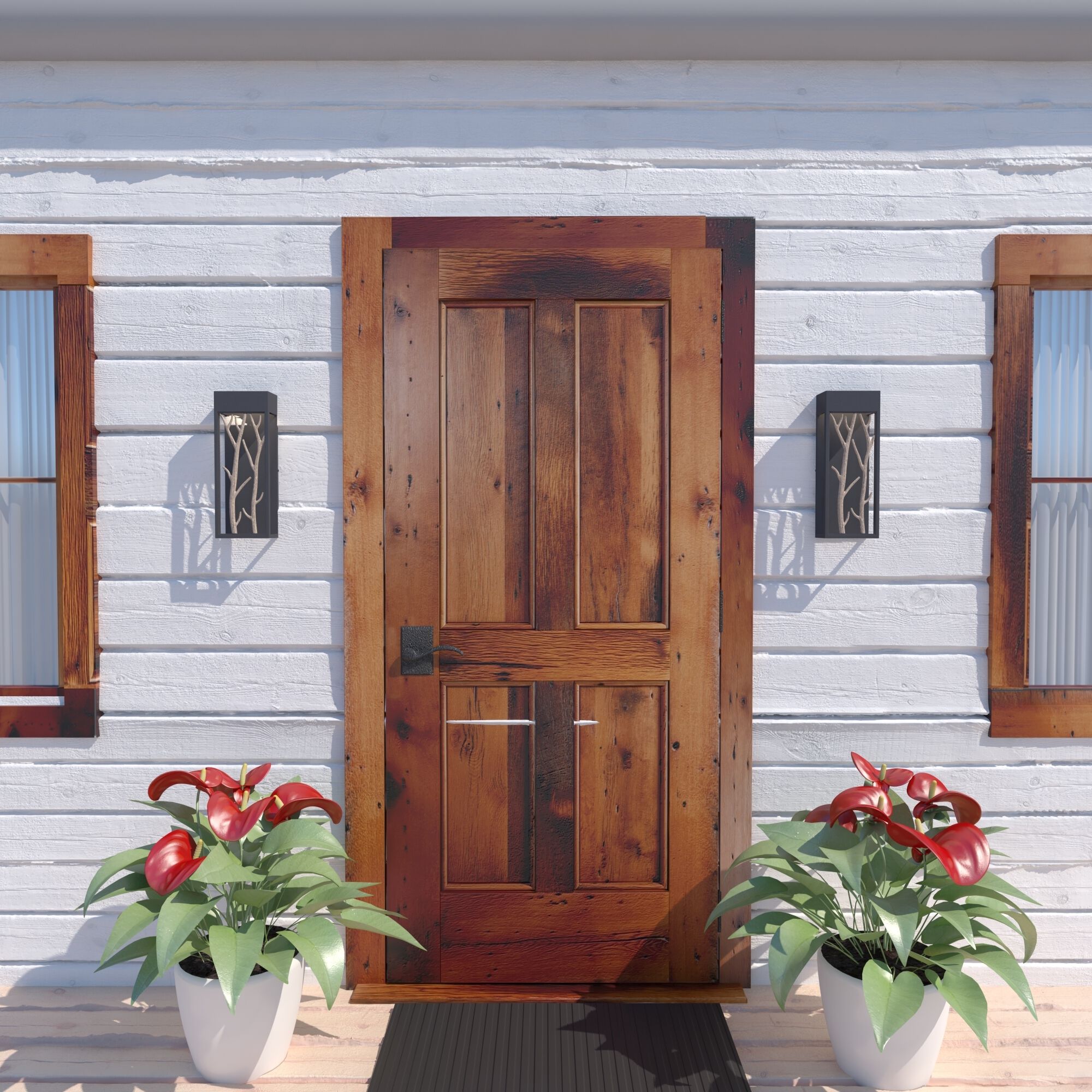 Ocala LED 15.5 inch Textured Black and Poplar Outdoor Wall