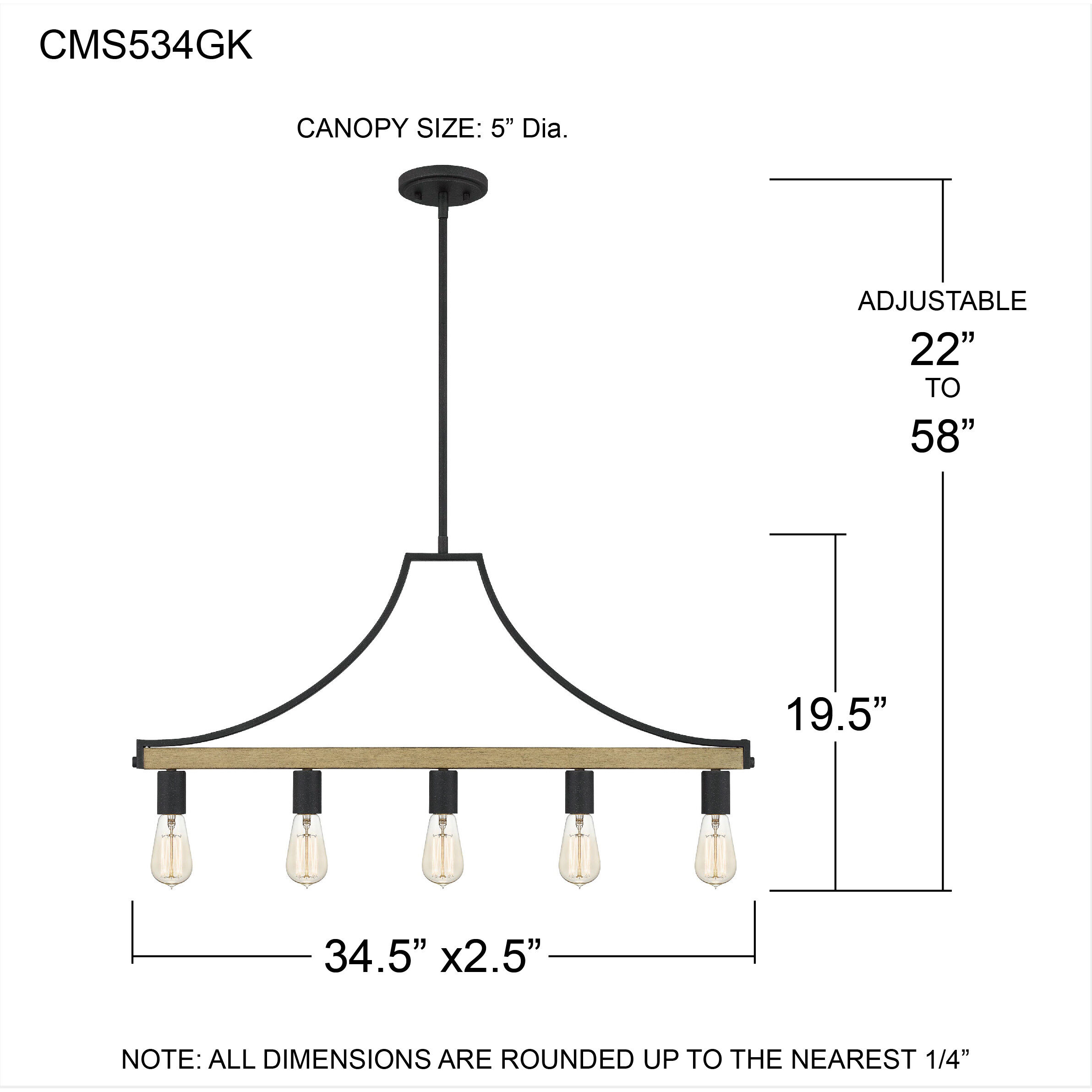 Colombes 5 Light 34 inch Grey Ash Chandelier Ceiling Light