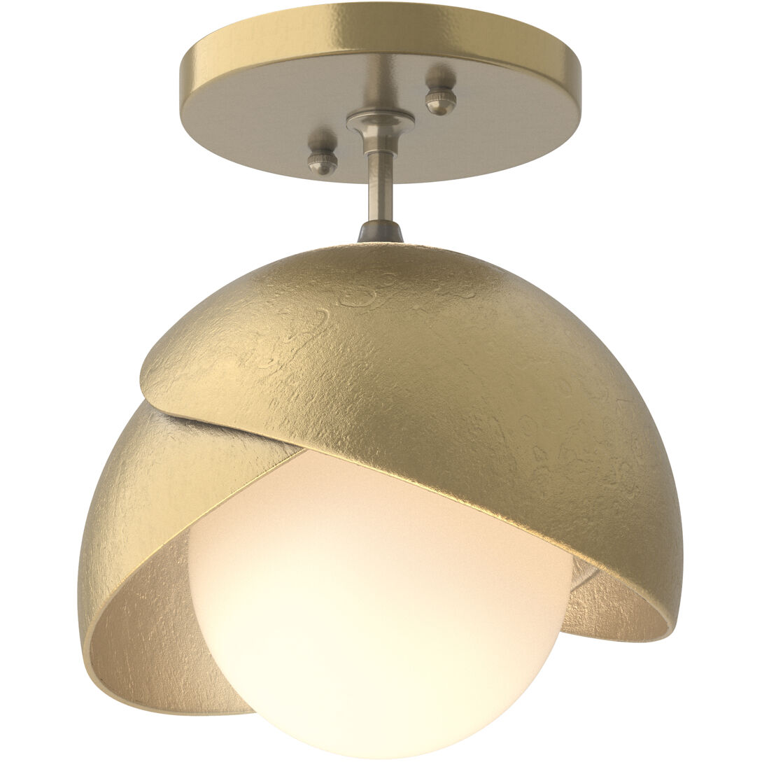 Hubbardton Forge 121377 1025 Brooklyn 1 Light 6 inch Black and Sterling Semi Flush Ceiling Light in Black Sterling