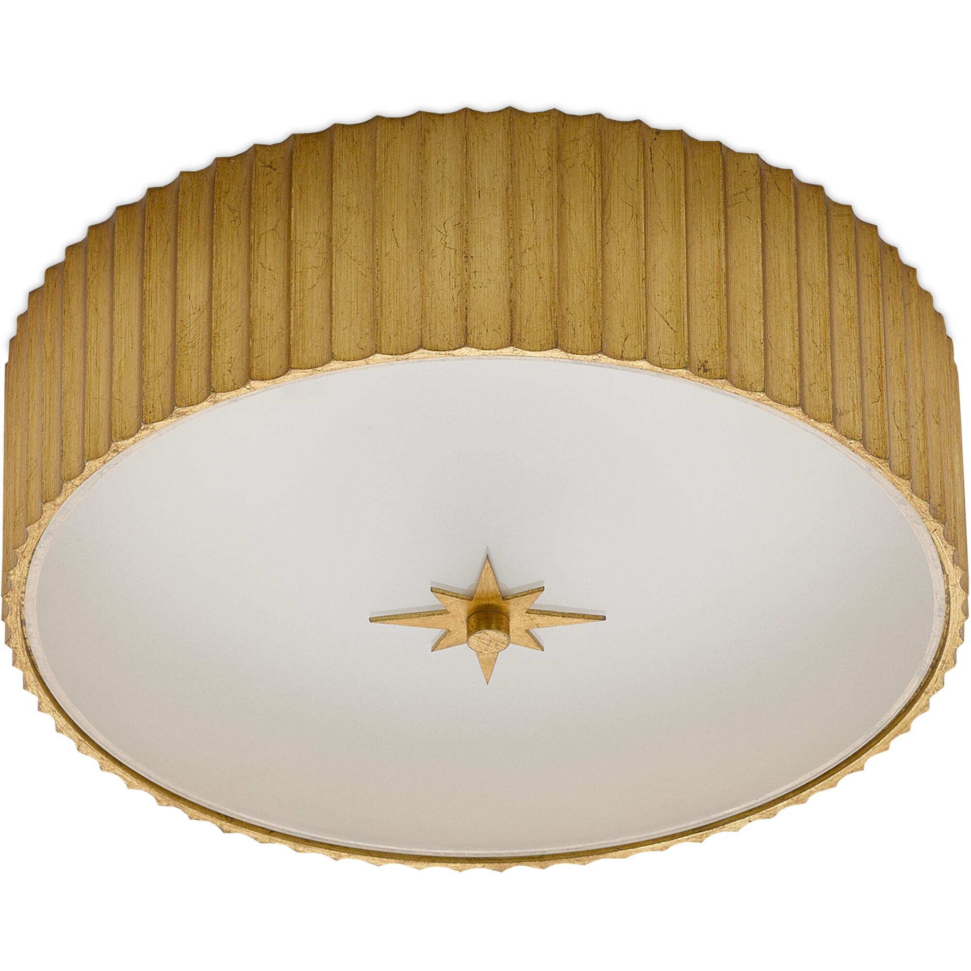 Currey Company 9999 0053 Caravel 1 Light 14 inch Gold Leaf Frosted Glass Flush Mount Ceiling Light