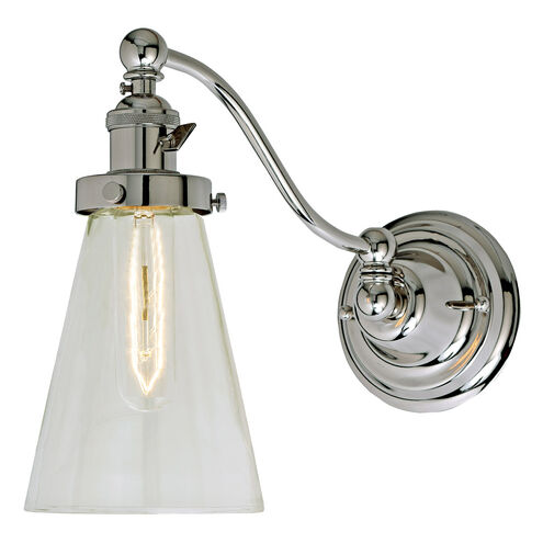 Soho Barclay 13 inch 100 watt Polished Nickel Swing Arm Wall Sconce Wall Light in Clear Glass, Half Swing