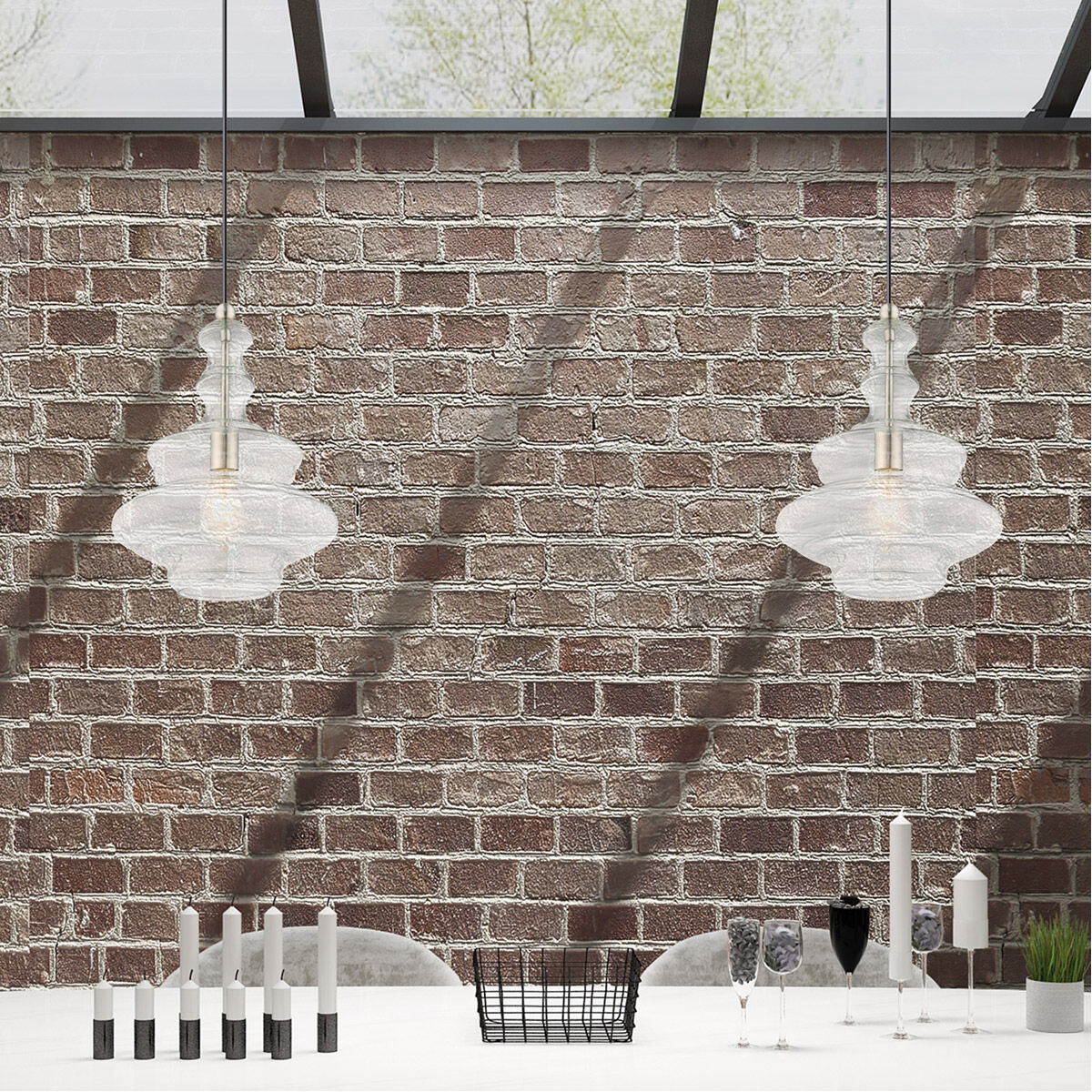 Art Glass 1 Light 12 inch Brushed Nickel Mini Pendant Ceiling Light