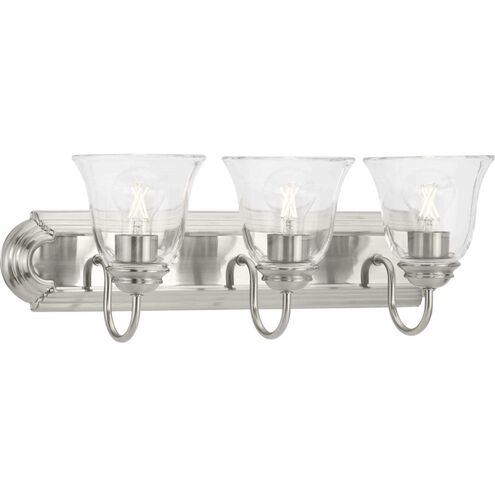 Clear Glass 3 Light 24 inch Brushed Nickel Vanity Light Wall Light
