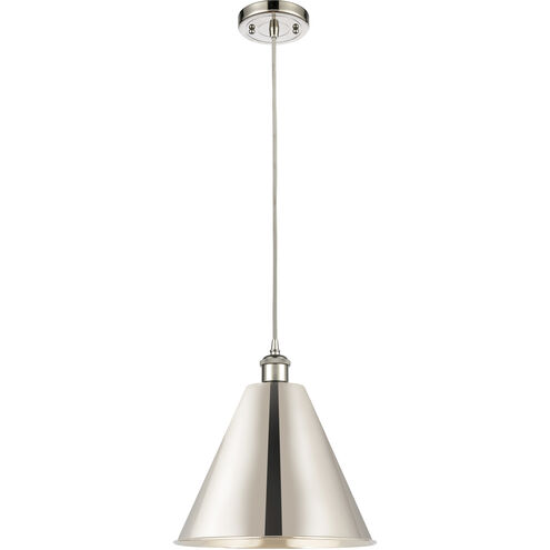 Ballston Cone LED 12 inch Polished Nickel Mini Pendant Ceiling Light
