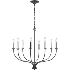 Madeline 8 Light 33 inch Dark Gray with Polished Nickel Chandelier Ceiling Light