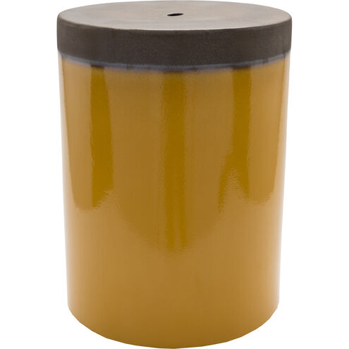 Palominas 18.1 inch Yellow and Brown Outdoor Garden Stool, Cylinder, Hand Crafted
