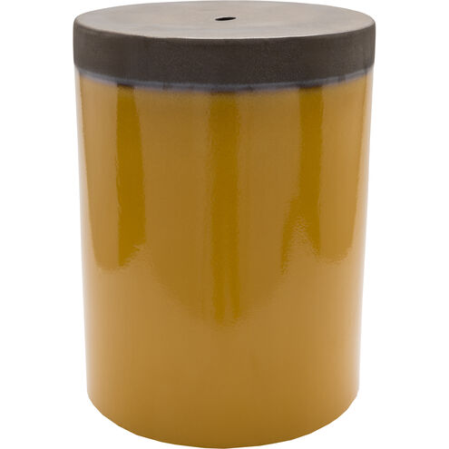 Palominas 18.1 inch Yellow and Brown Outdoor Garden Stool, Cylinder, Hand Crafted